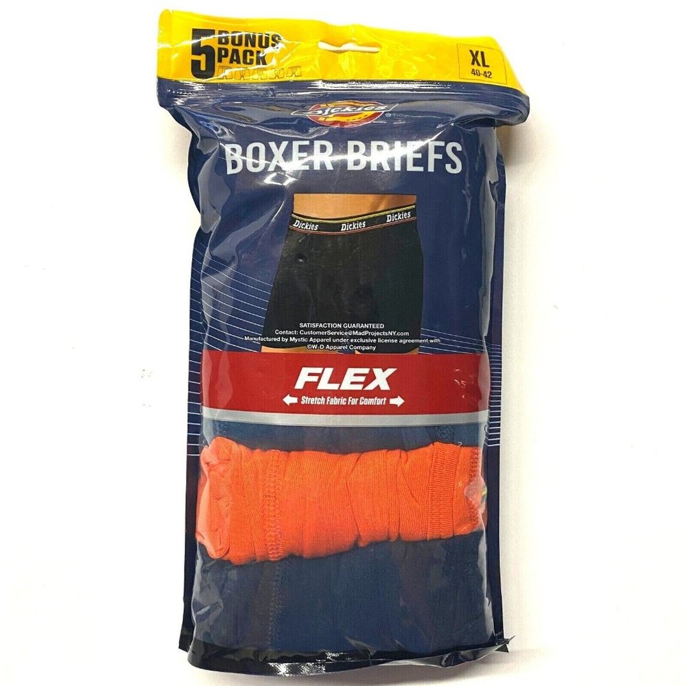 Men's Dickies 5-Pack Cotton Contour Pouch Boxer Briefs - Orange Ast - XL (40-42)
